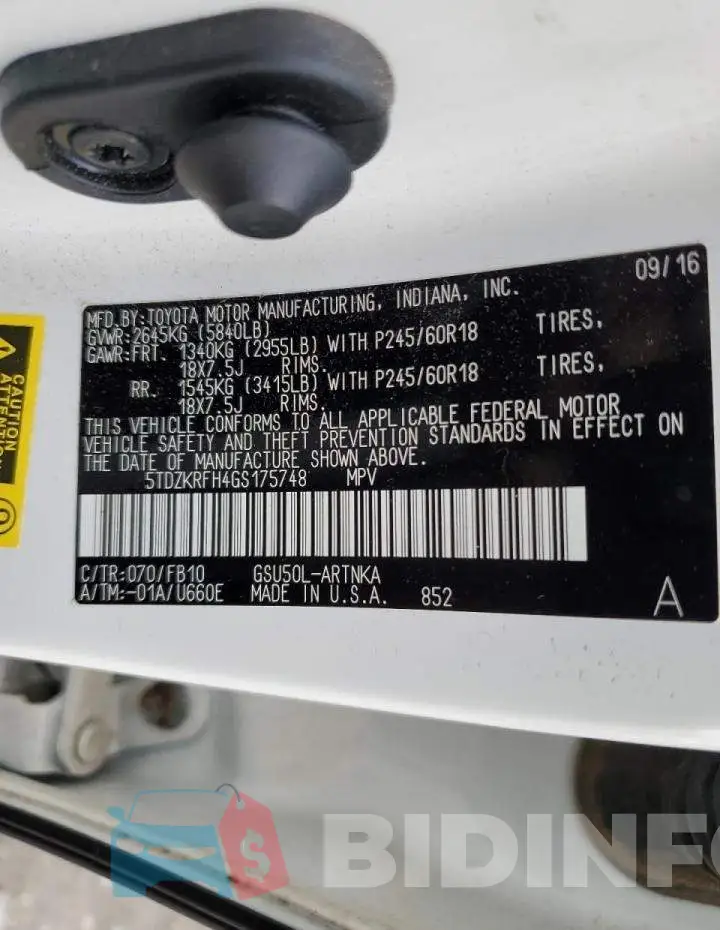 5TDZKRFH4GS175748 Photo# 13