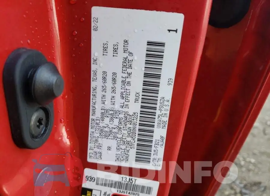 5TFLA5DB8NX013225 Photo# 12