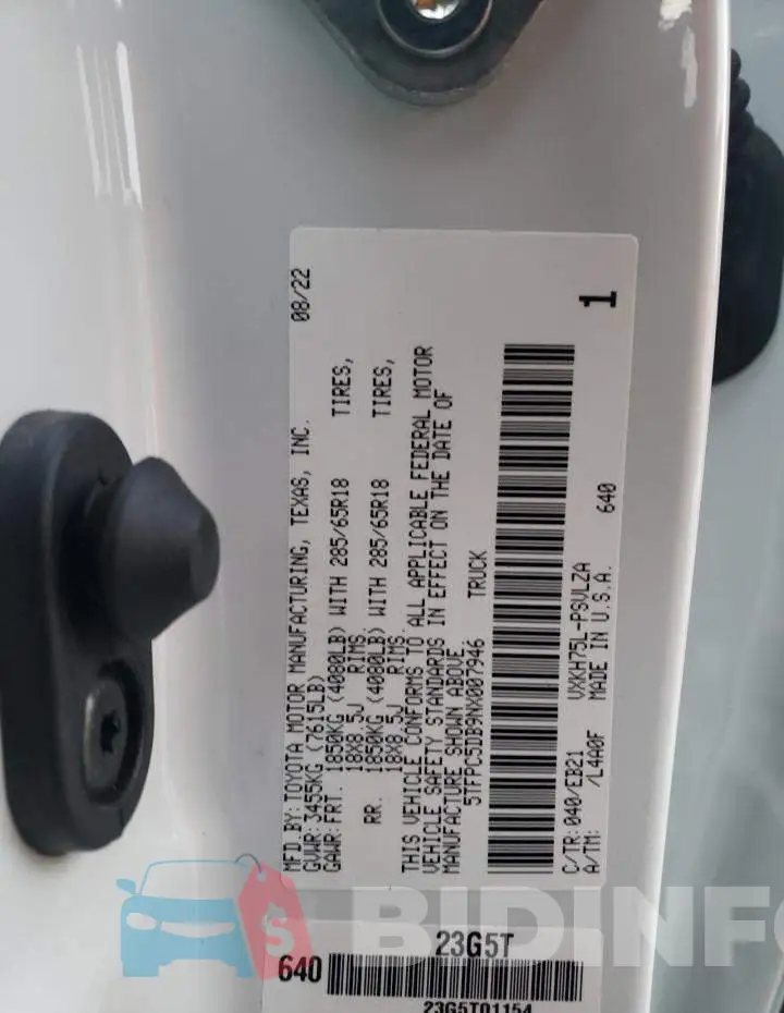 5TFPC5DB9NX007946 Photo# 12