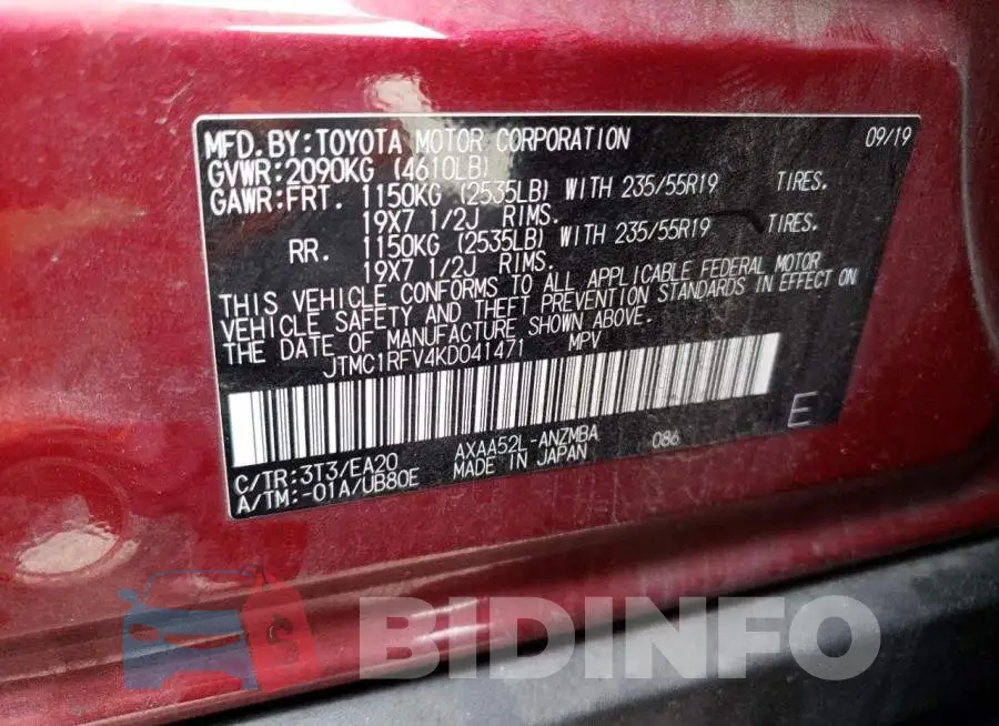 JTMC1RFV4KD041471 Photo# 12