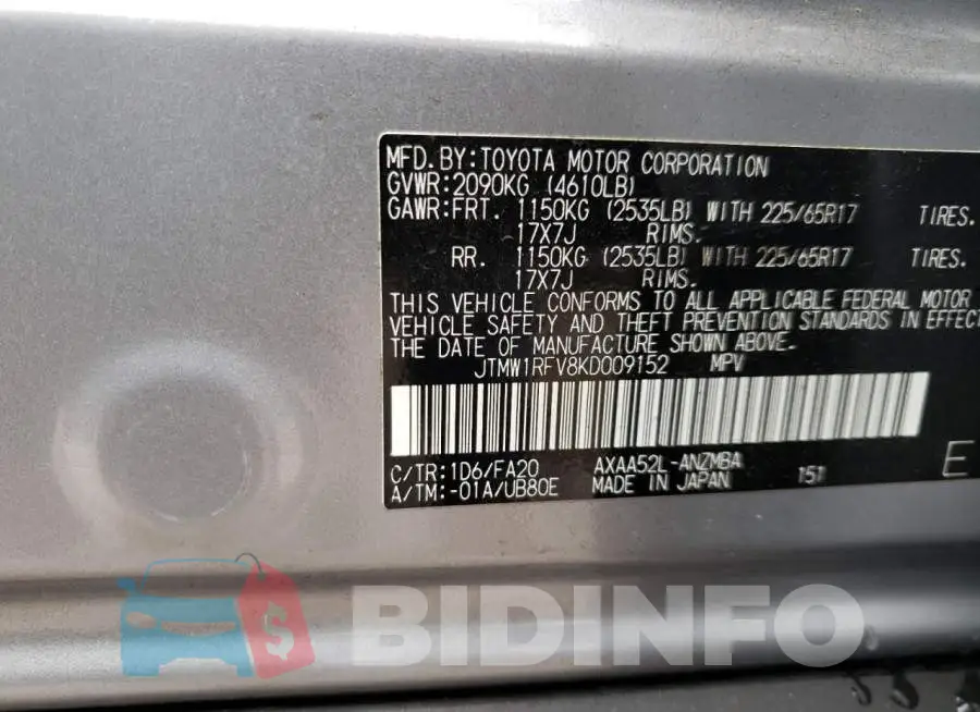 JTMW1RFV8KD009152 Photo# 14