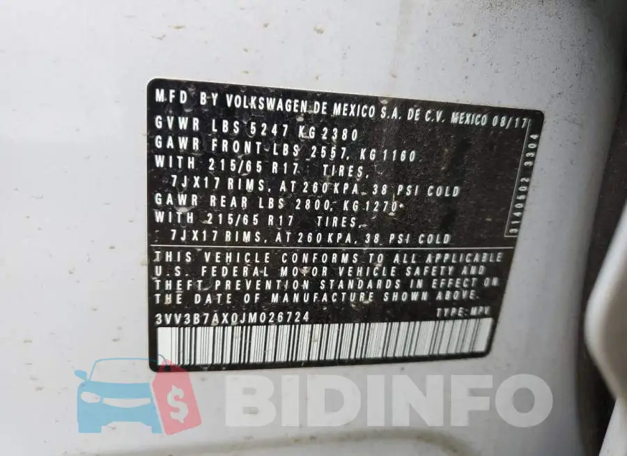 3VV3B7AX0JM026724 Photo# 12