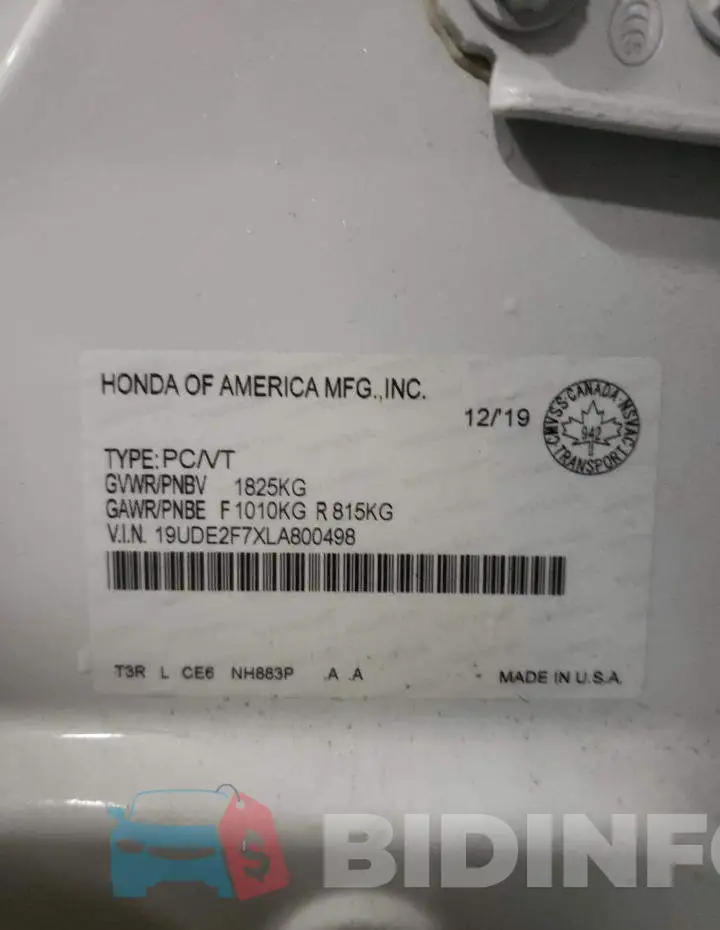 19UDE2F7XLA800498 Photo# 12