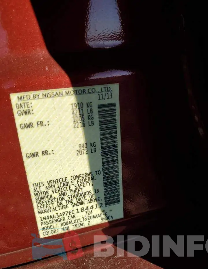 1N4AL3AP2EC184412 Photo# 12