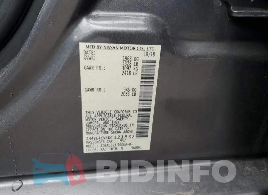 1N4BL4CV4KC121832 Photo# 12