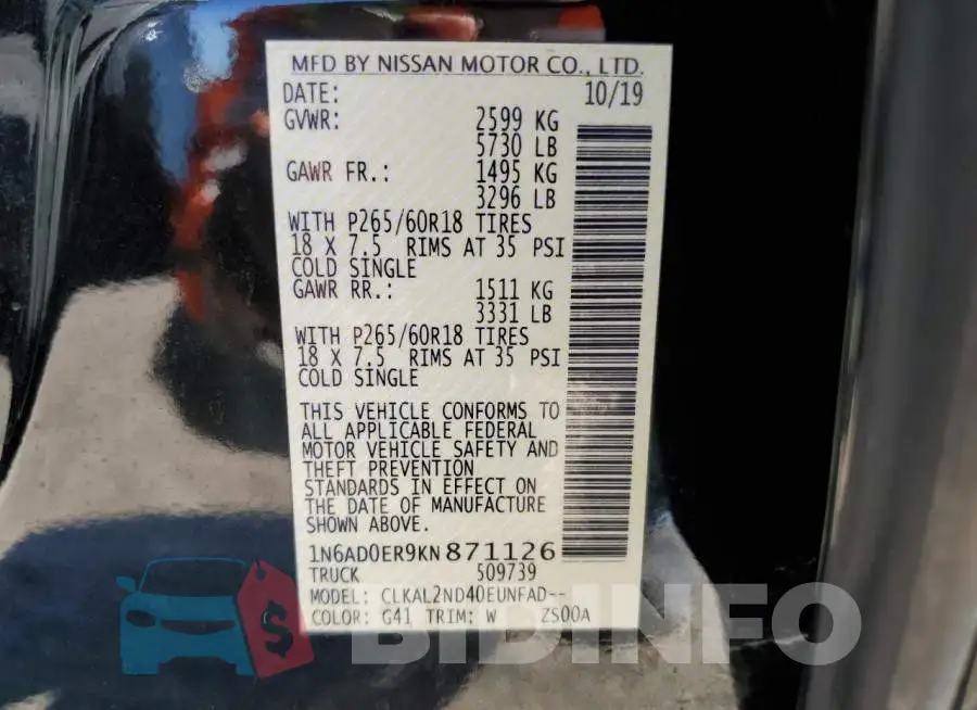 1N6AD0ER9KN871126 Photo# 12
