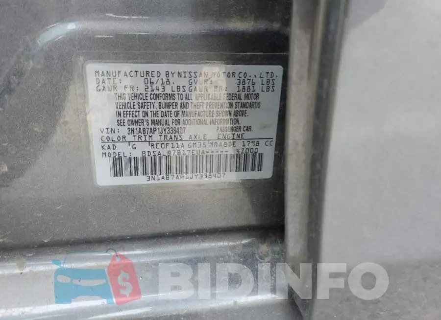 3N1AB7AP1JY338407 Photo# 13