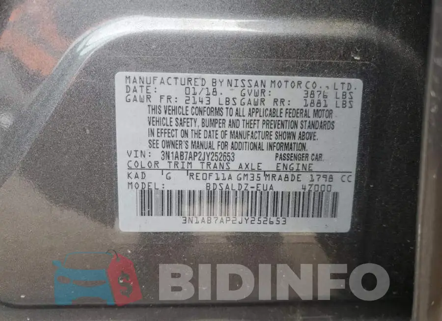 3N1AB7AP2JY252653 Photo# 12