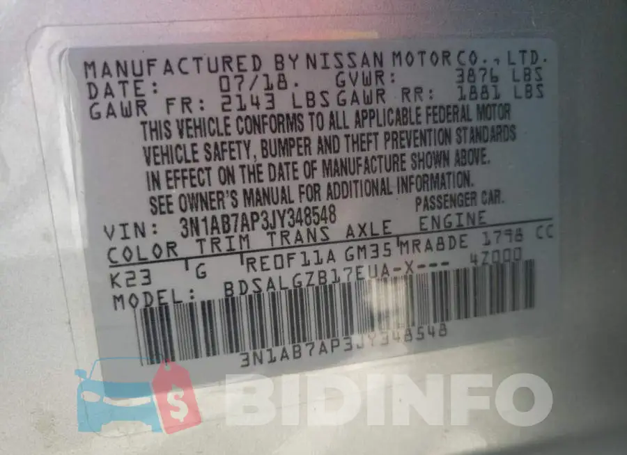3N1AB7AP3JY348548 Photo# 10
