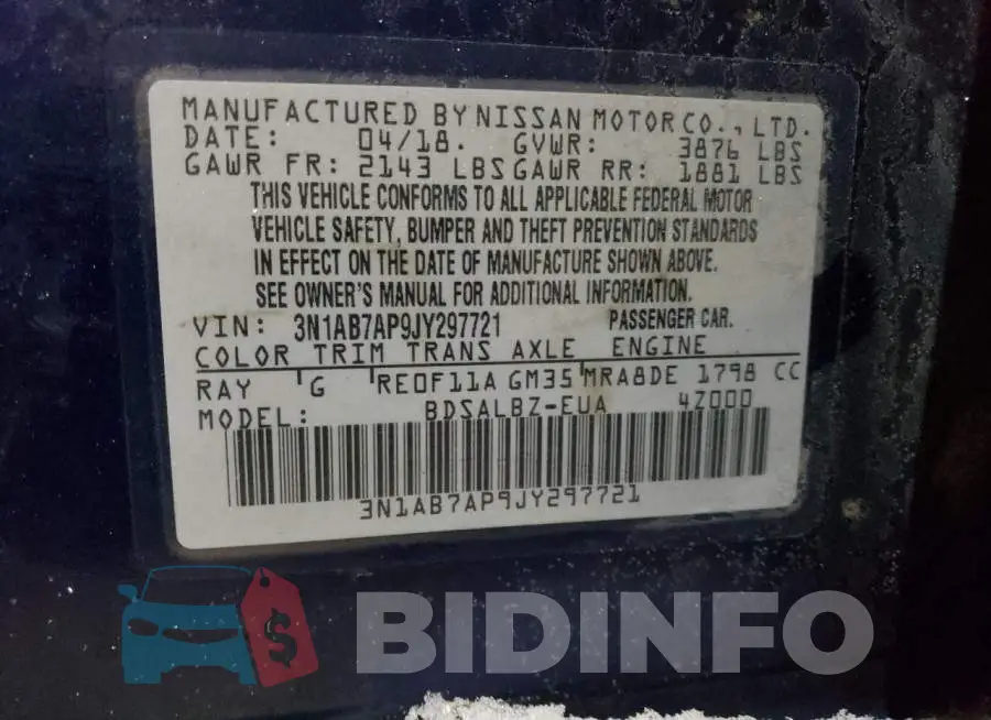 3N1AB7AP9JY297721 Photo# 12