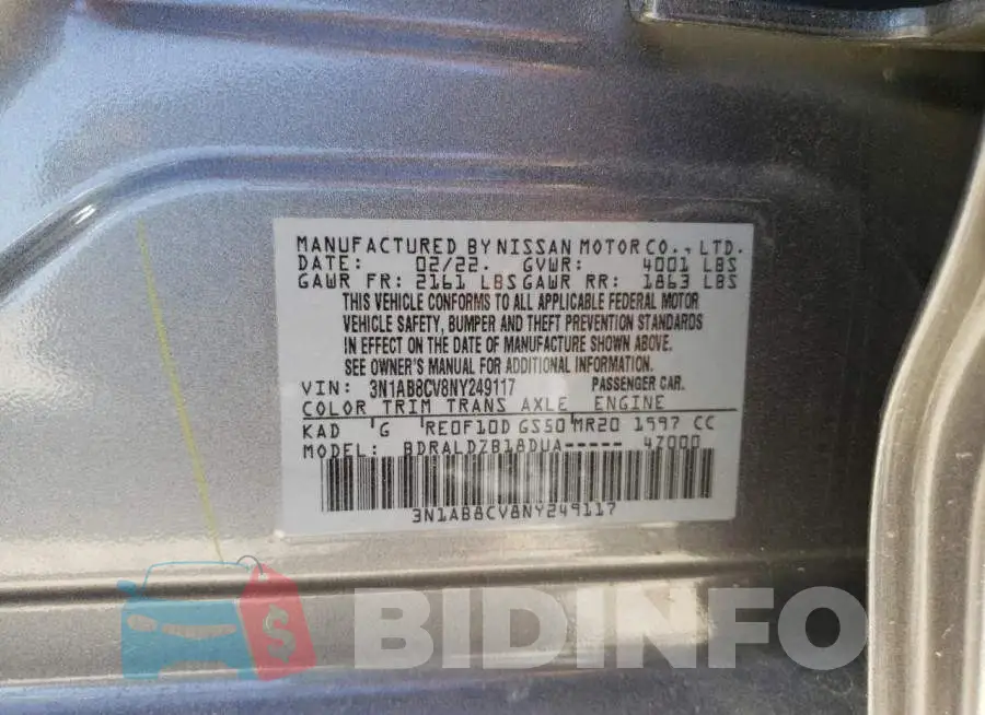 3N1AB8CV8NY249117 Photo# 12