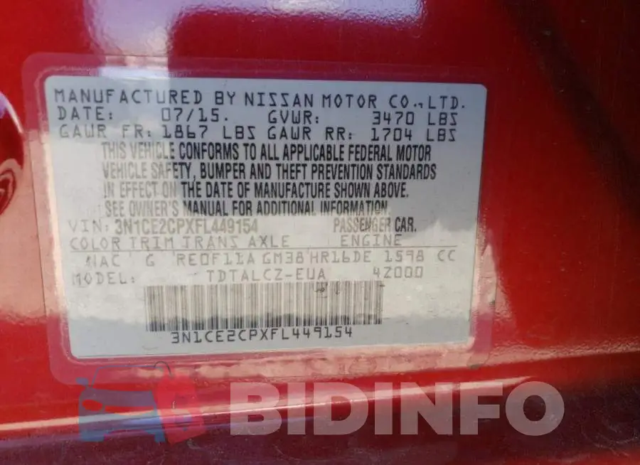 3N1CE2CPXFL449154 Photo# 12