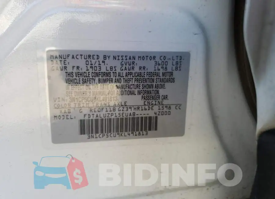 3N1CP5CU9KL491813 Photo# 13