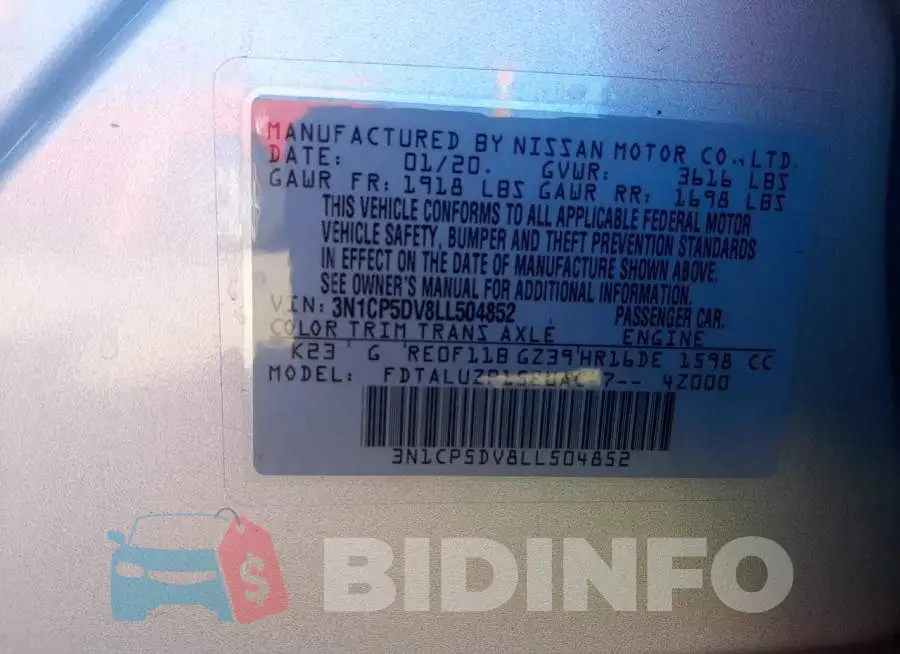 3N1CP5DV8LL504852 Photo# 13