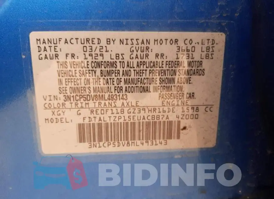 3N1CP5DV8ML493143 Photo# 12