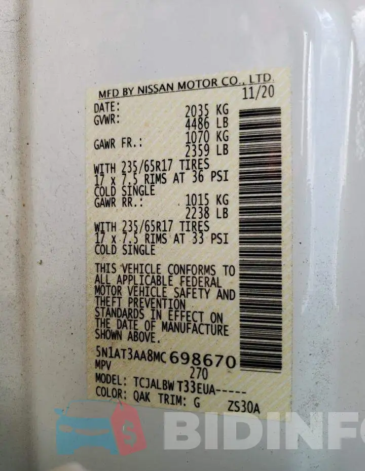 5N1AT3AA8MC698670 Photo# 13