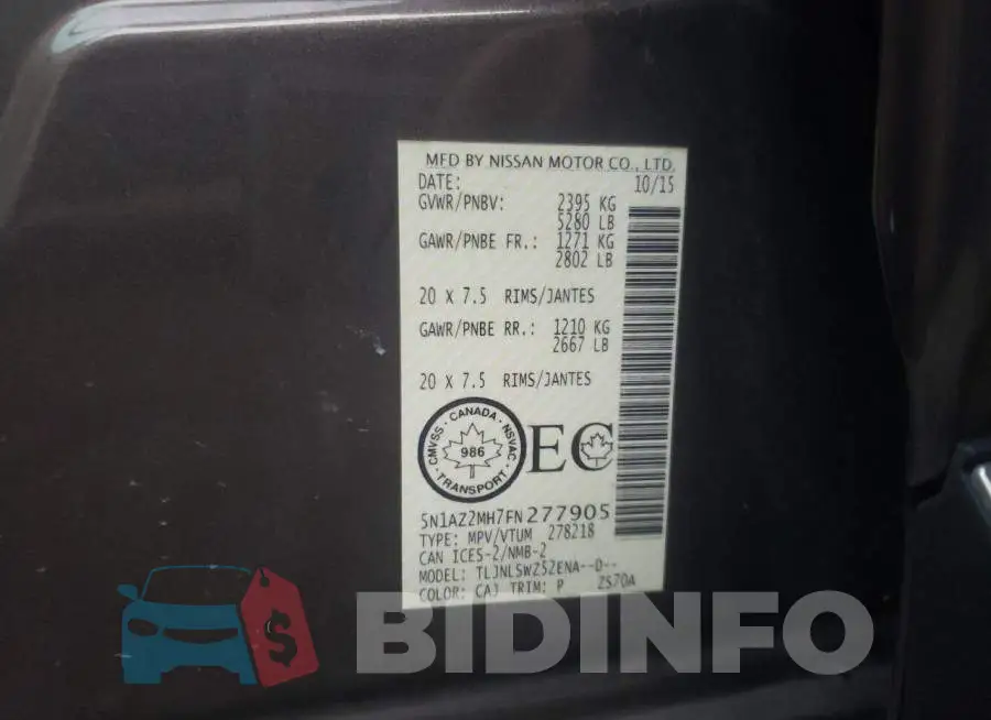 5N1AZ2MH7FN277905 Photo# 14