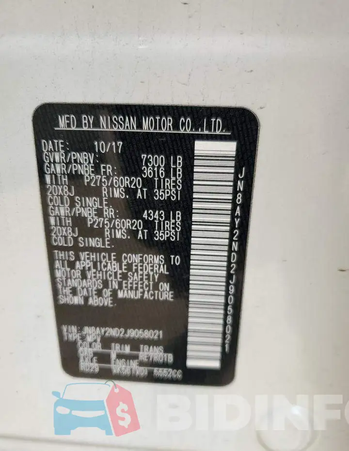 JN8AY2ND2J9058021 Photo# 14