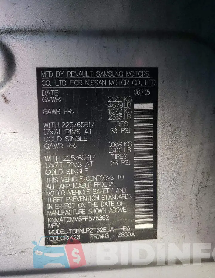 KNMAT2MV6FP576382 Photo# 13