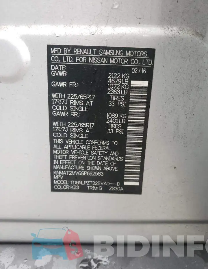 KNMAT2MV6GP662583 Photo# 13