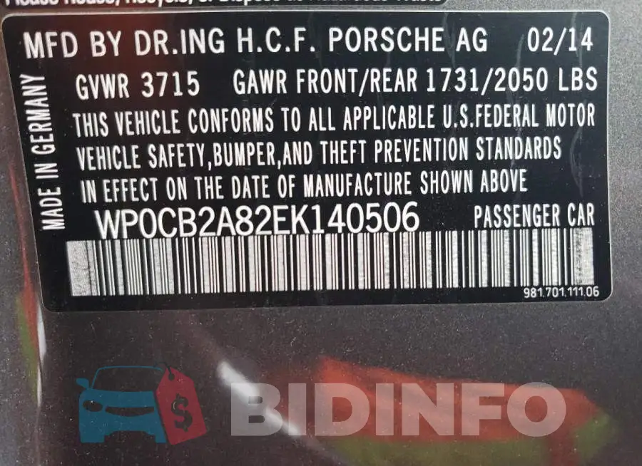 WP0CB2A82EK140506 Photo# 13