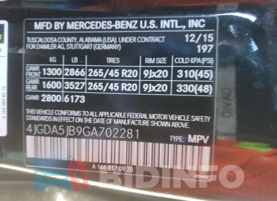 4JGDA5JB9GA702281 Photo# 12