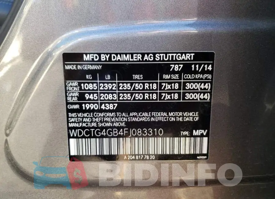 WDCTG4GB4FJ083310 Photo# 12