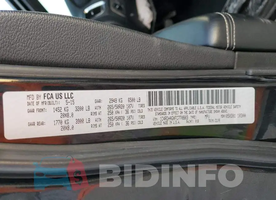 1C4RDHAGXFC770803 Photo# 13
