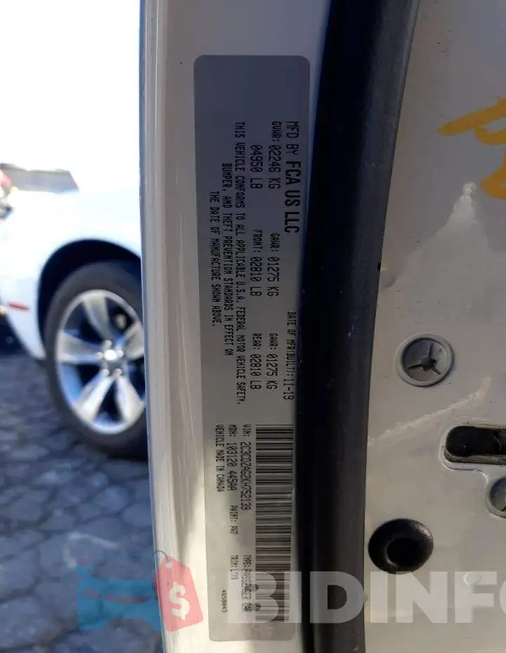 2C3CDZAG2KH752139 Photo# 12