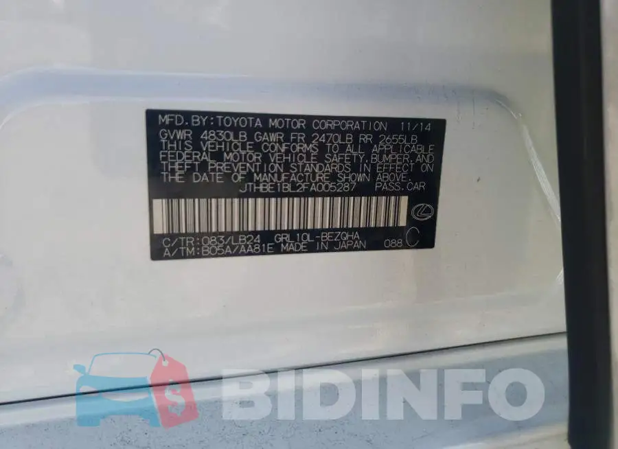 JTHBE1BL2FA005287 Photo# 13