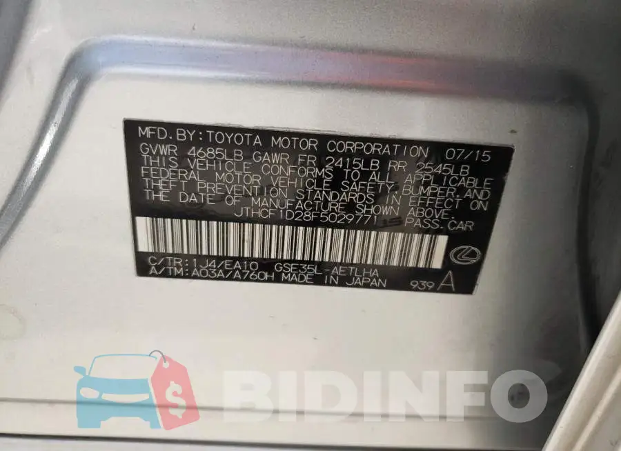 JTHCF1D28F5029771 Photo# 13