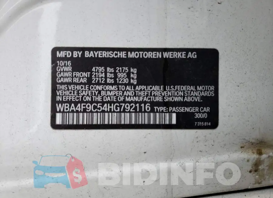 WBA4F9C54HG792116 Photo# 12