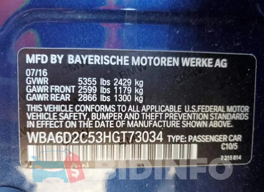 WBA6D2C53HGT73034 Photo# 13