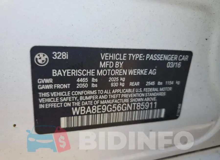 WBA8E9G56GNT85911 Photo# 12