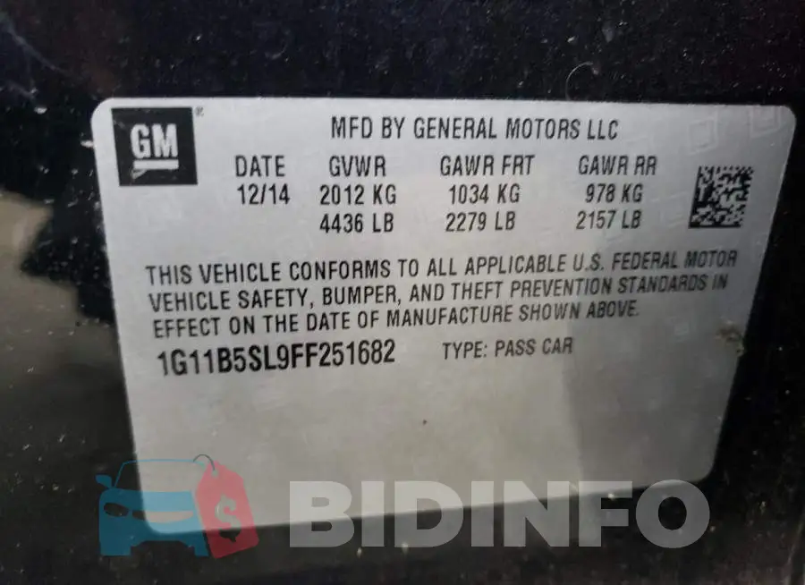 1G11B5SL9FF251682 Photo# 12