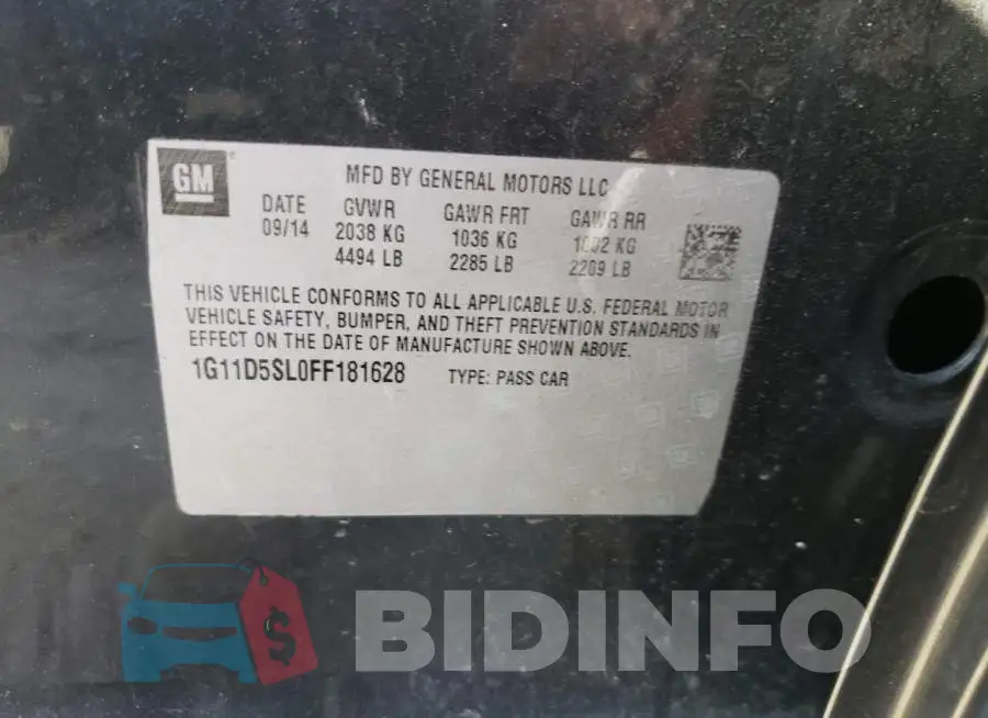 1G11D5SL0FF181628 Photo# 12