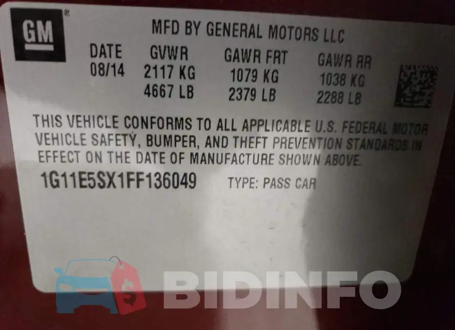1G11E5SX1FF136049 Photo# 13
