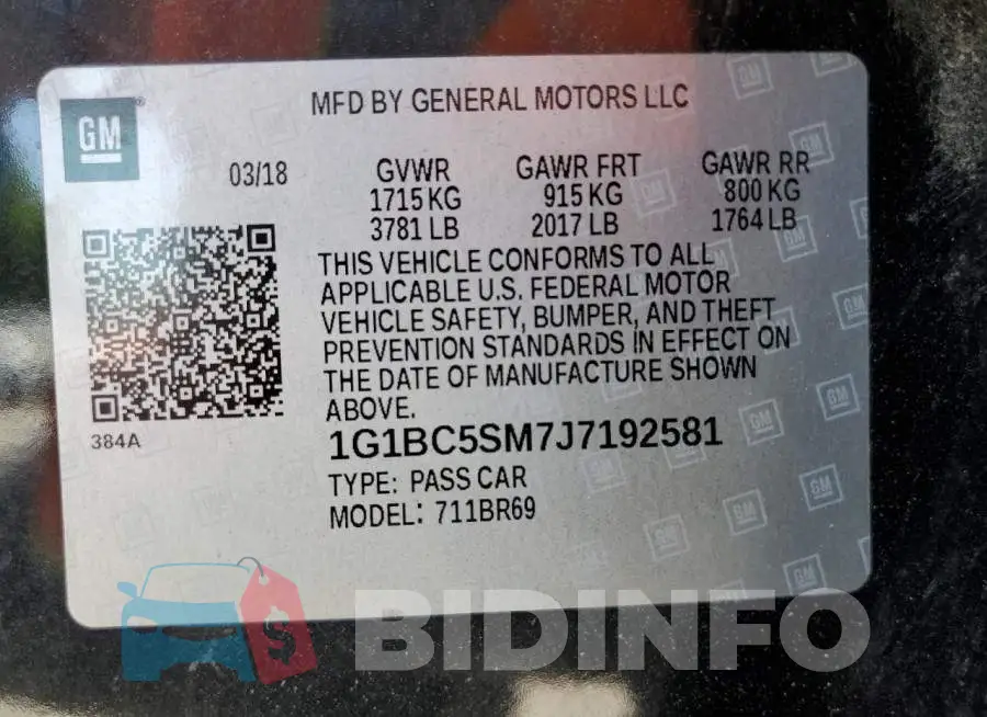 1G1BC5SM7J7192581 Photo# 10