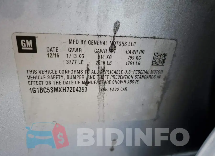 1G1BC5SMXH7204393 Photo# 12