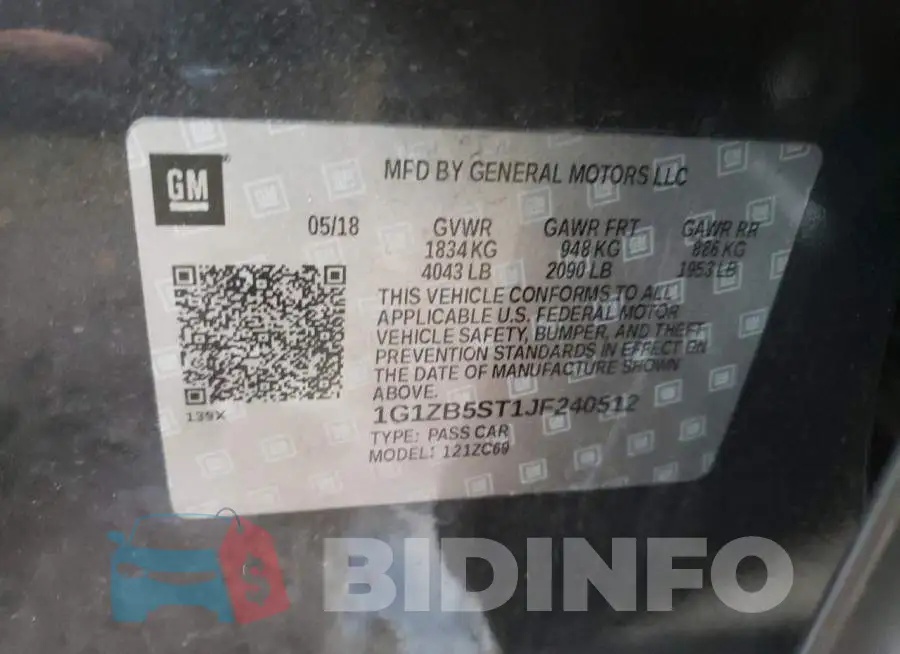 1G1ZB5ST1JF240512 Photo# 13