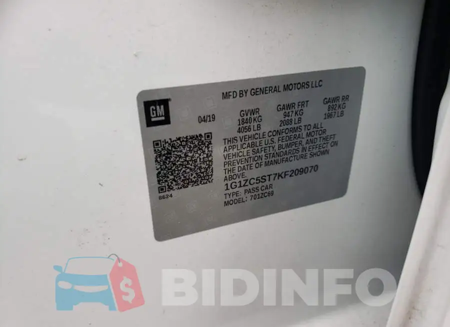 1G1ZC5ST7KF209070 Photo# 10
