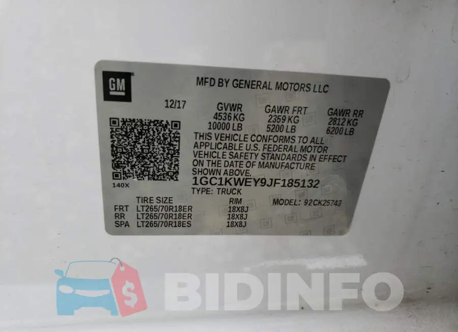 1GC1KWEY9JF185132 Photo# 12