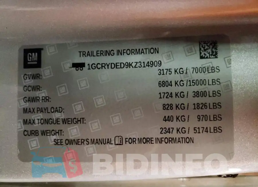 1GCRYDED9KZ314909 Photo# 12