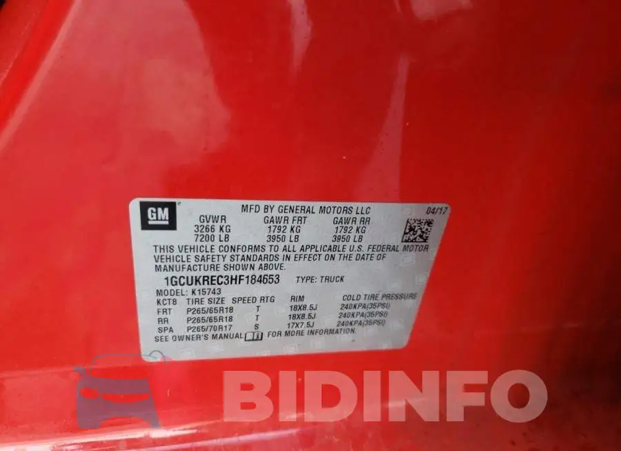 1GCUKREC3HF184653 Photo# 12