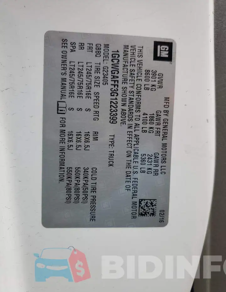 1GCWGAFF3G1223399 Photo# 12