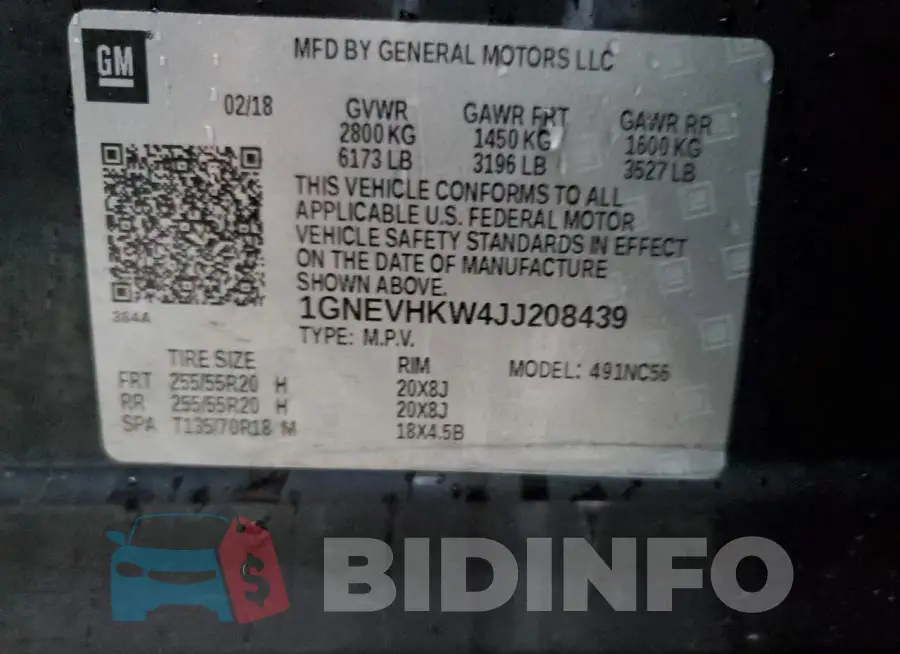 1GNEVHKW4JJ208439 Photo# 10