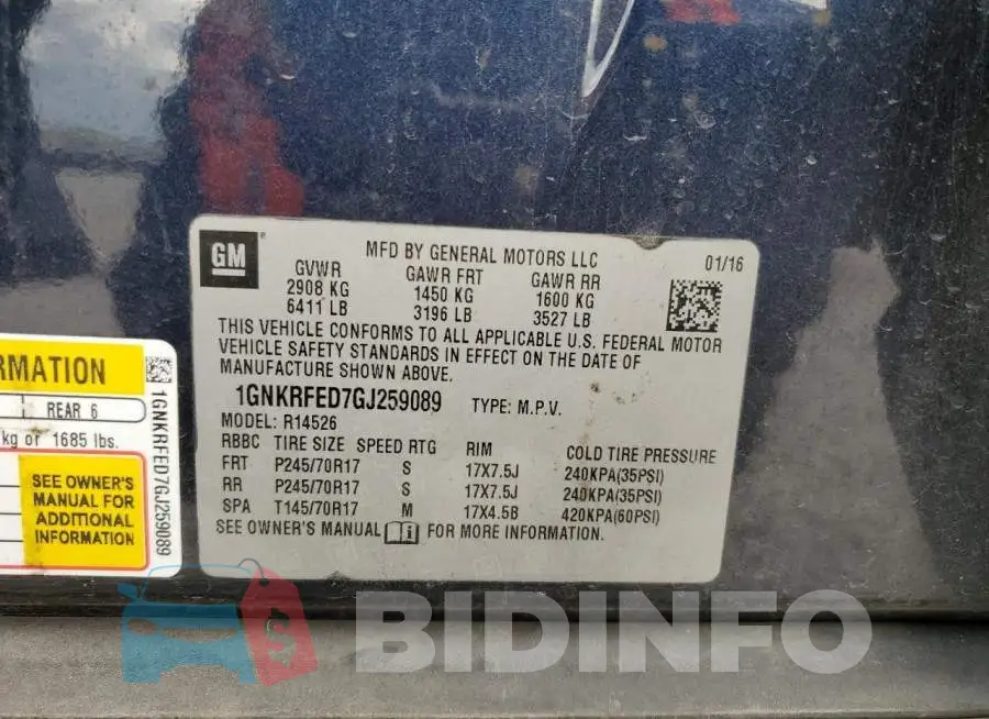 1GNKRFED7GJ259089 Photo# 14