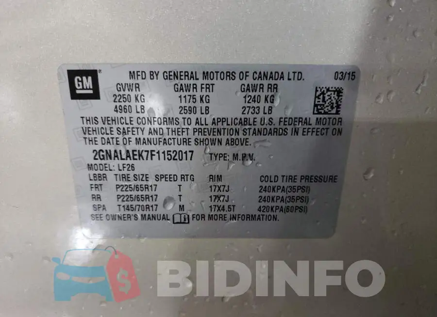 2GNALAEK7F1152017 Photo# 13