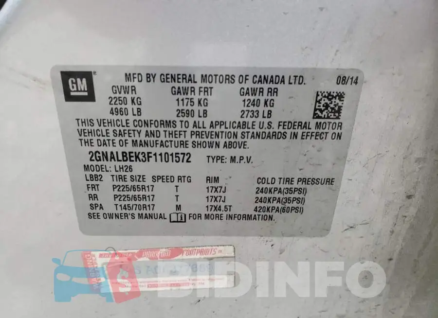2GNALBEK3F1101572 Photo# 13