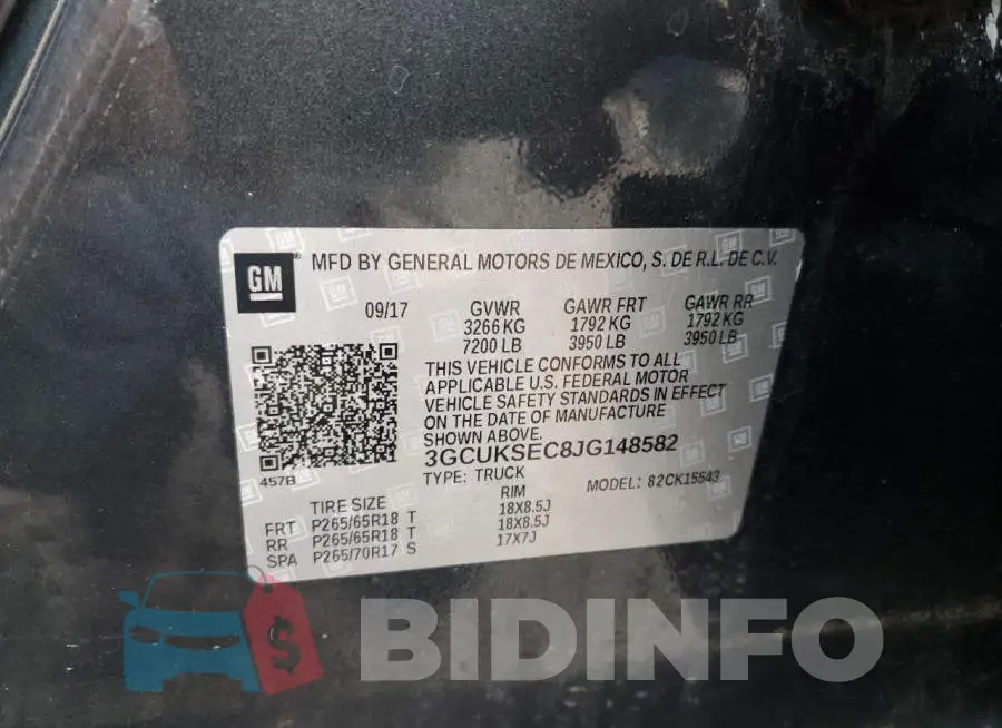 3GCUKSEC8JG148582 Photo# 12